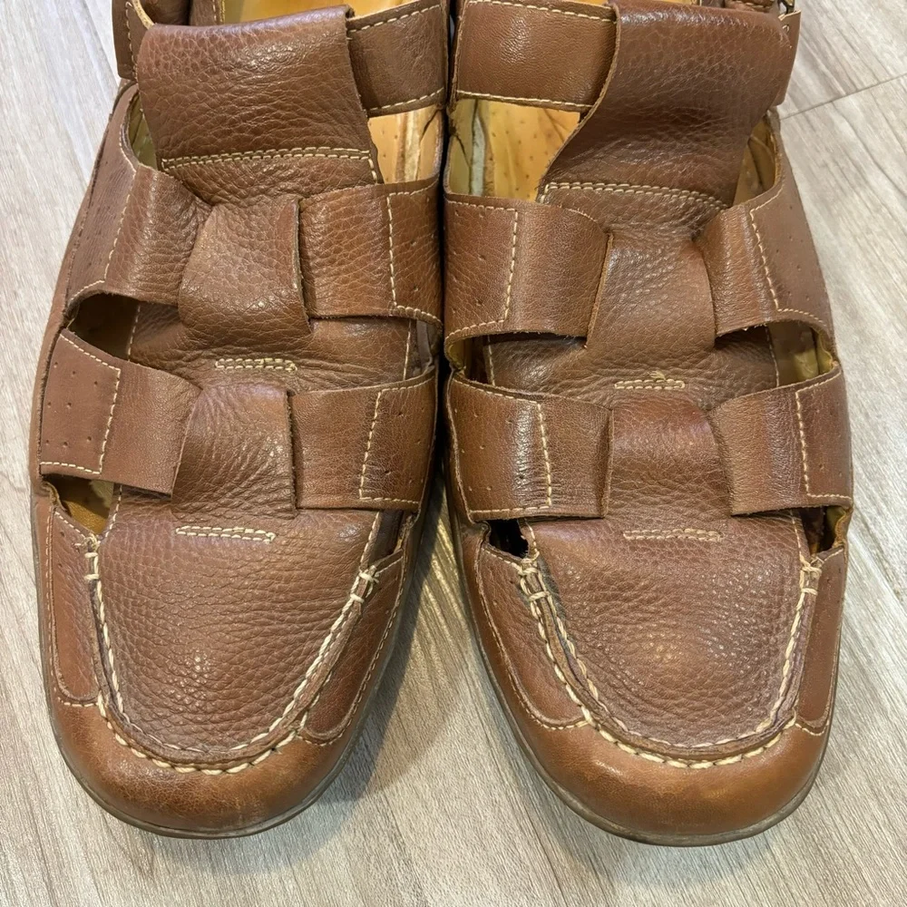 Sandro Comfort Soft Gel Casual Shoes #100035 Brown Leather Mens Size 12 D Sandal